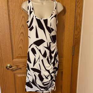 Express Black and White Abstract Midi Dress